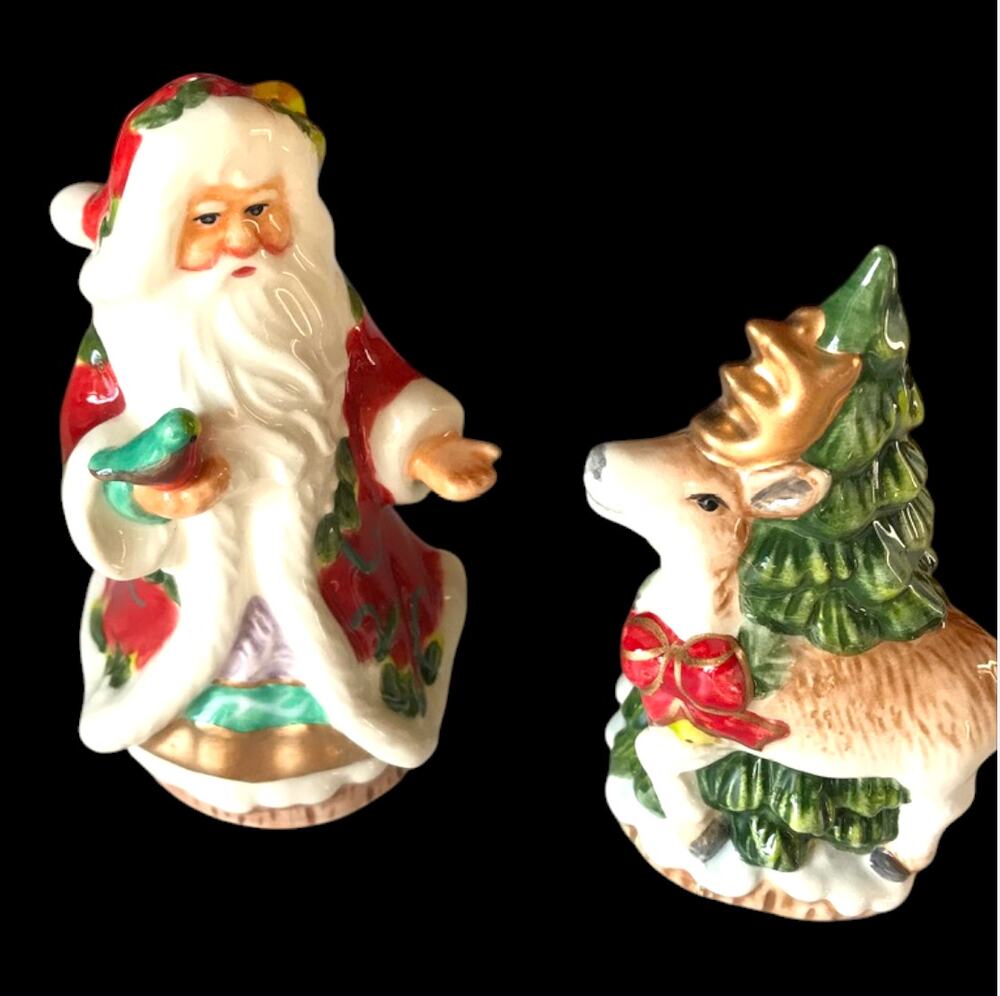 Cosmos Victorian Santa and Reindeer salt and pepper shakers